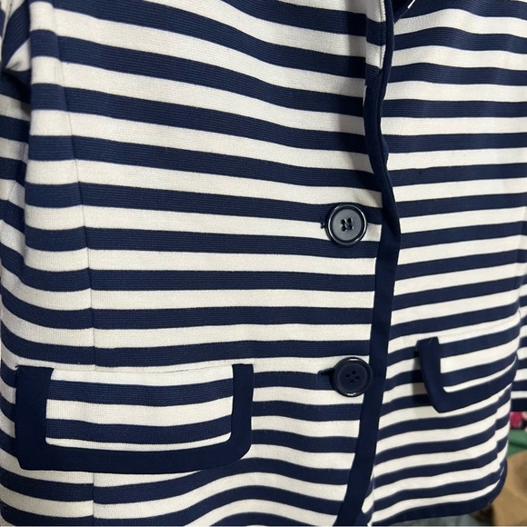 !SOLD! CLEO Navy & White Striped Women's Blazer Two Button Front Small Petite - Picture 5 of 7